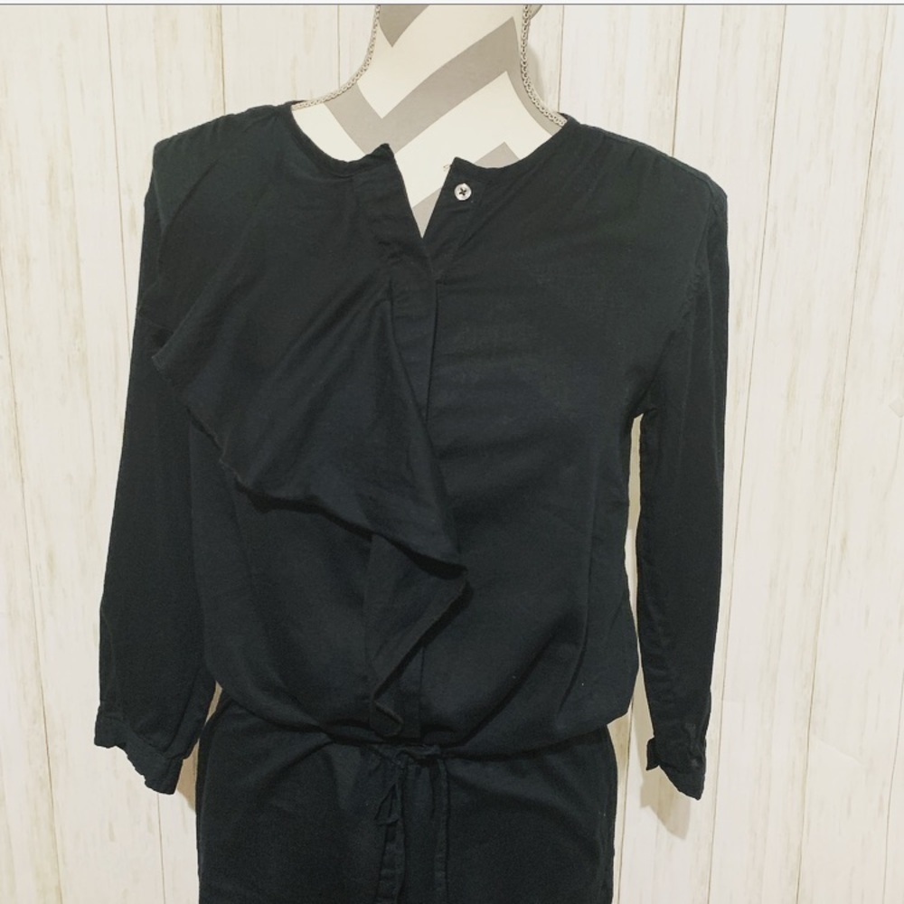 GAP Black Drawstring Ruffle Dress Size XS - Picture 5 of 10